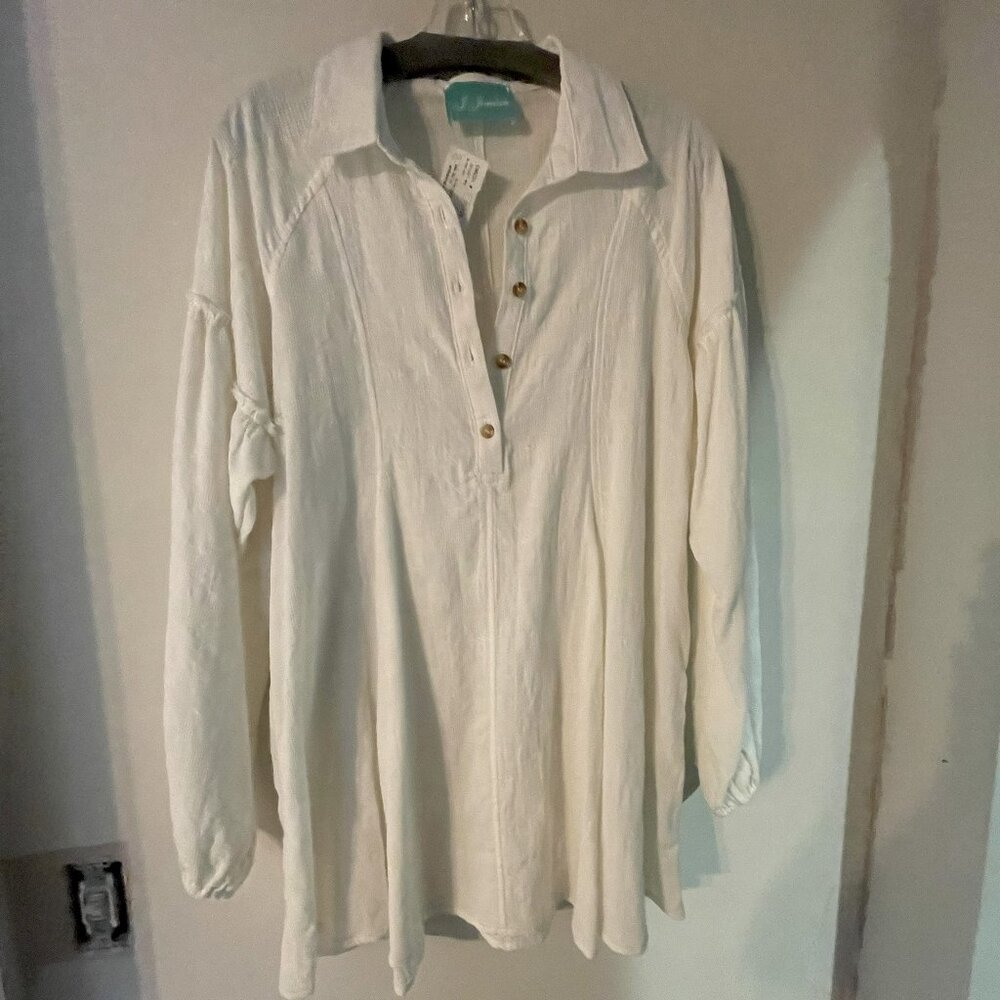 J Jordan White Fringe Blouse Dress New with Tags